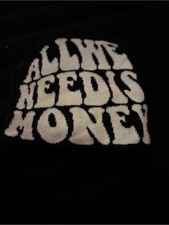 Accessories - Black Beanie with Bold White 'All I Need Is Money' Text